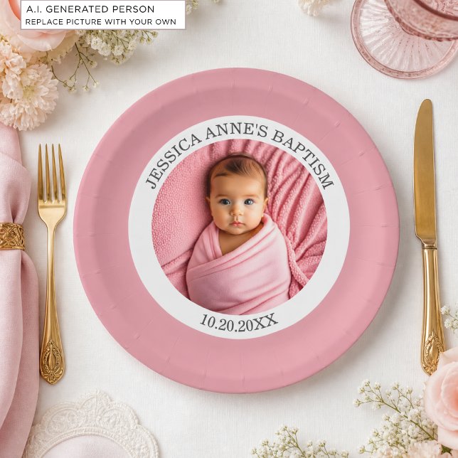 Besondere Foto Mädchen-Taufe   Pappteller (Von Creator hochgeladen)