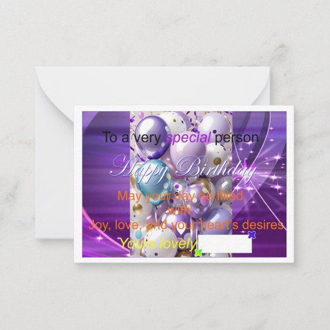 Besondere Geburtstagskarten Mitteilungskarte (Vorderseite)