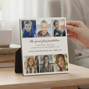Besondere Geschenk-Enkelkinder-Fotocollage-Plakett Fotoplatte