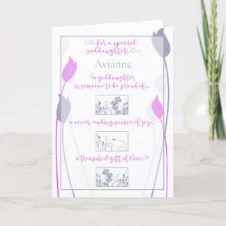 Besondere Godtochter Pink Grau Tulip Card Feiertagskarte