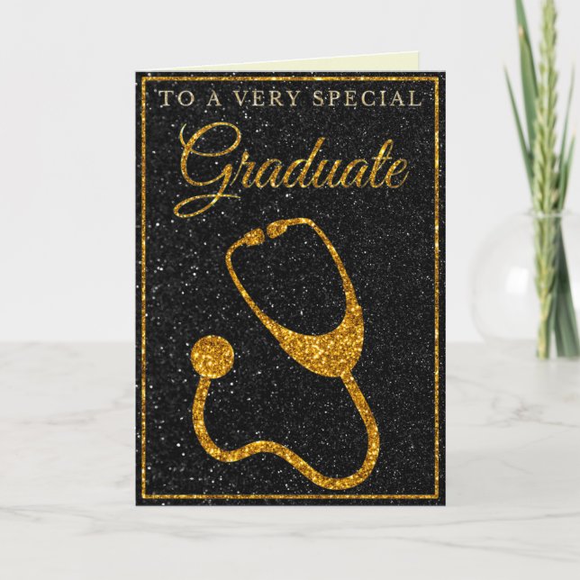 Besondere Graduate Gold Glitzer Doctor Card Karte (Vorderseite)