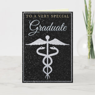 Besondere Graduate Silver Glitzer Medical Card Karte