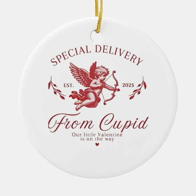 Besondere Lieferung von der schwangeren Mama Cupid Keramik Ornament (Vorne)
