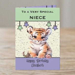 Besondere Nichte Tiger Kinder grüne Geburtstagskar Karte