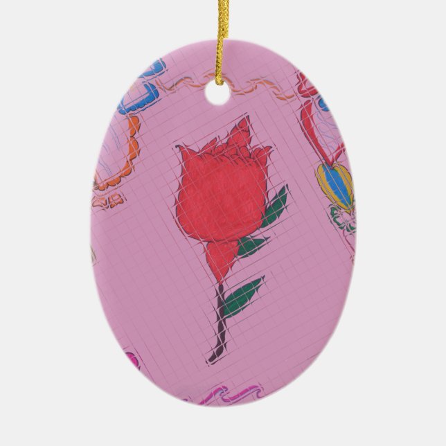 Besondere Rose Keramik Ornament (Vorne)