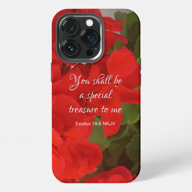 Besondere rote Blumen, besondere Bibelverse Schätz iPhone Hülle (Hinten)