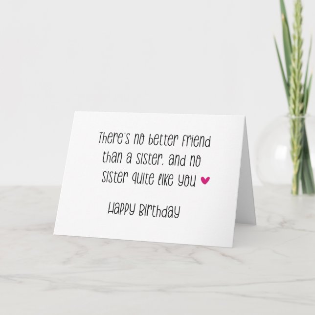Besondere Schwester Birthday Card Karte (Vorderseite)