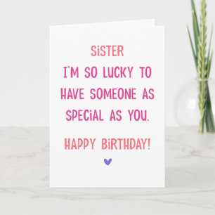 Besondere Schwester Birthday Card Karte