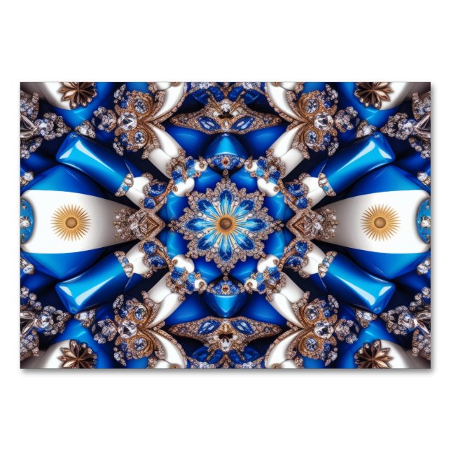 Besondere Tischkarte mit argentinischen Farben Tischnummer (Vorderseite)