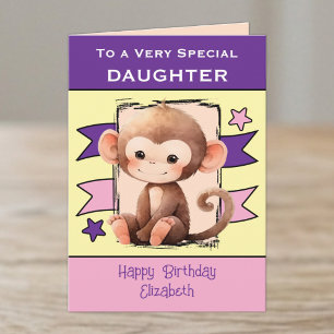 Besondere Tochter Affenkinder lila Geburtstag Karte