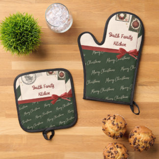 Besondere Weihnachtslieferung Ofenhandschuh & Topflappen-Set