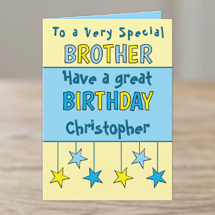 Besonderer Bruder Name blau Geburtstag Karte