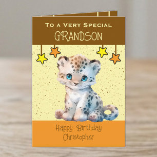 Besonderer Enkel Leopard Kinder braun Geburtstag Karte
