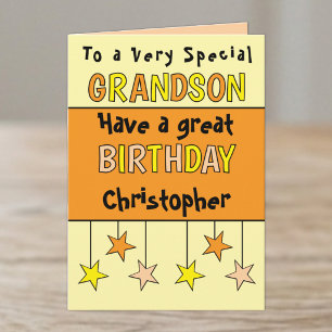 Besonderer Enkelname orange Geburtstag Karte