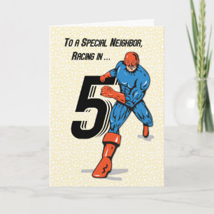 Besonderer Nachbar 5. Geburtstag Superheld Karte