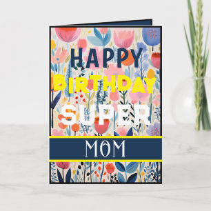 Besonderes Blaues Florales Alles Gute zum Geburtst Karte