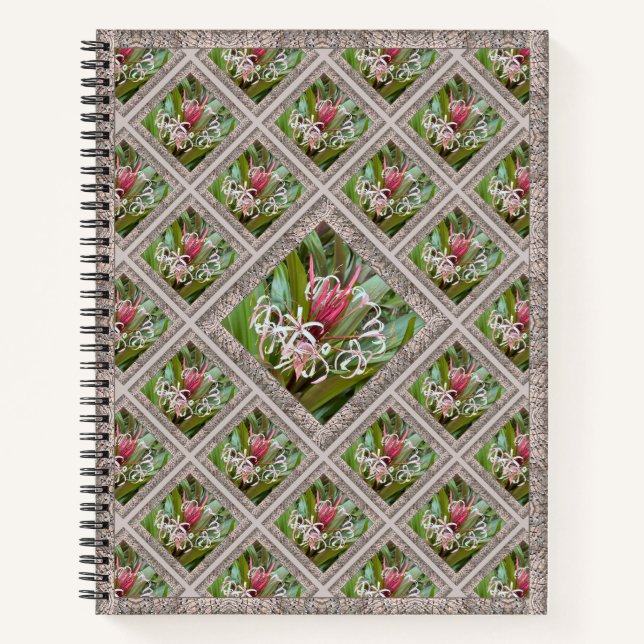 Besonderes Notebook mit rosa Spider-Lilien Notizbuch (Vorderseite)
