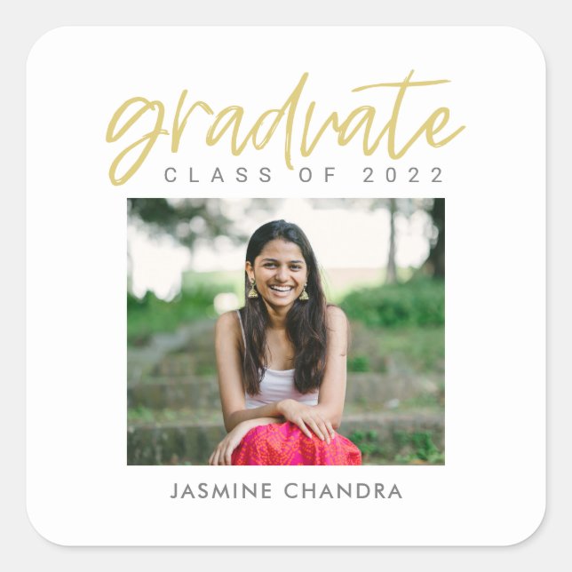 Besonders Coole, bearbeitbare Abschluss-Sticker Quadratischer Aufkleber (Vorderseite)