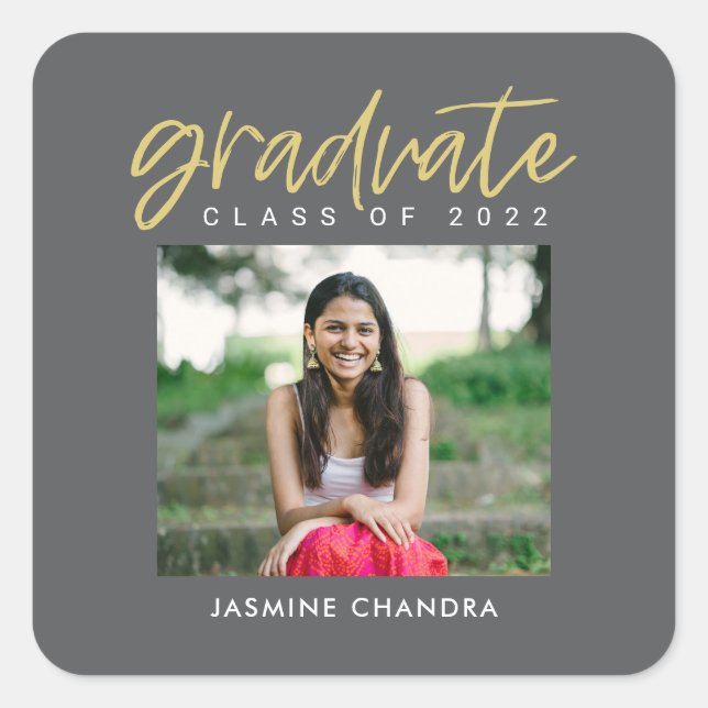 Besonders Coole, bearbeitbare Abschluss-Sticker Quadratischer Aufkleber (Vorderseite)