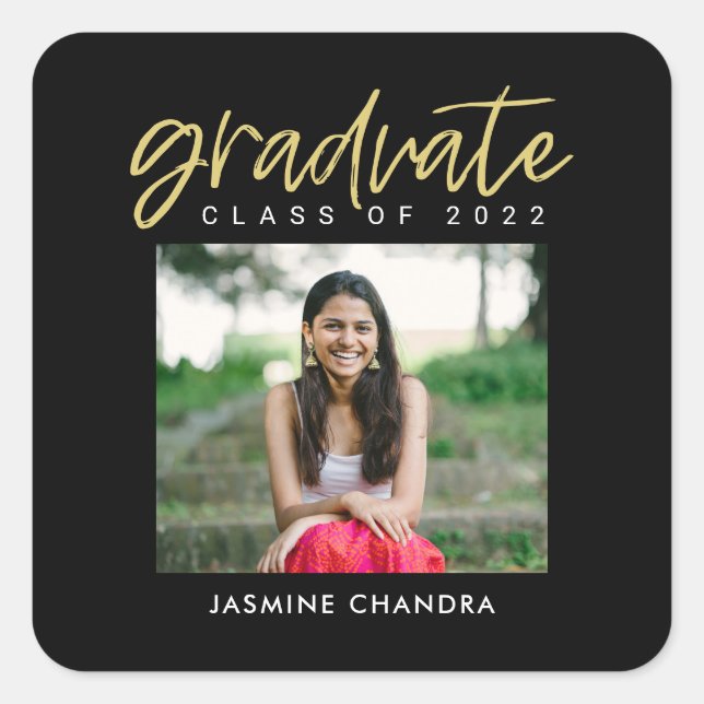 Besonders Coole, bearbeitbare Abschluss-Sticker Quadratischer Aufkleber (Vorderseite)