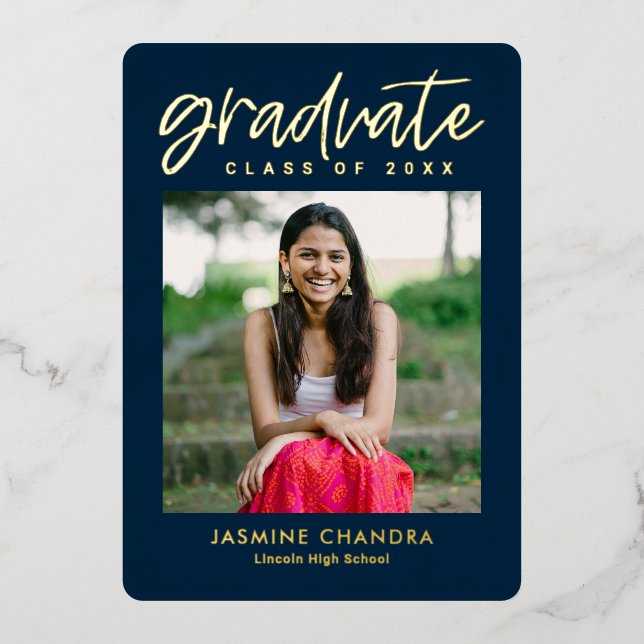 Besonders Coole Foil Abschluss bearbeitbare Farbfo Folieneinladung (Vorderseite)