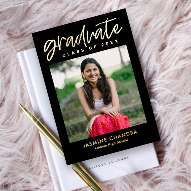 Besonders Coole Foil Abschluss bearbeitbare Farbfo Folieneinladung (Von Creator hochgeladen)