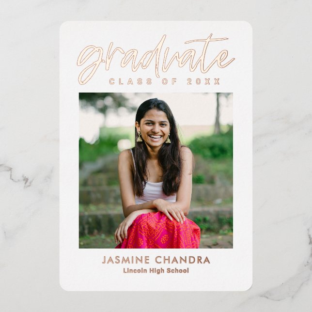 Besonders Coole Foil Abschluss bearbeitbare Farbfo Folieneinladung (Vorderseite)