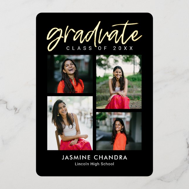 Besonders Cooler Foil-Abschluss bearbeitbare Farbe Folieneinladung (Vorderseite)