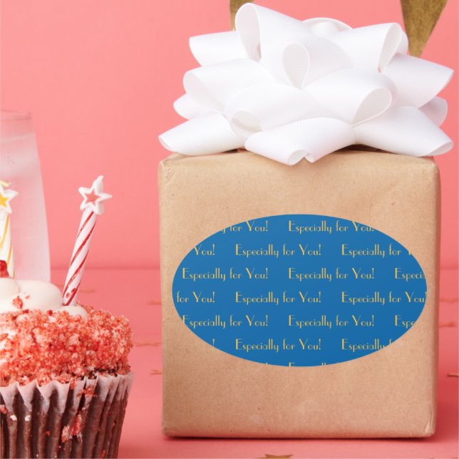 Besonders für Sie Sky Blue und Wam Yellow Ovaler Aufkleber (Party)