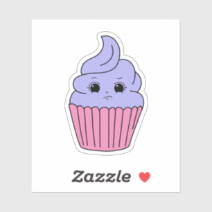 Besorgener Lavendel-Cupcake Aufkleber