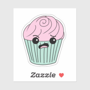 Besorgener rosa Cupcake Aufkleber