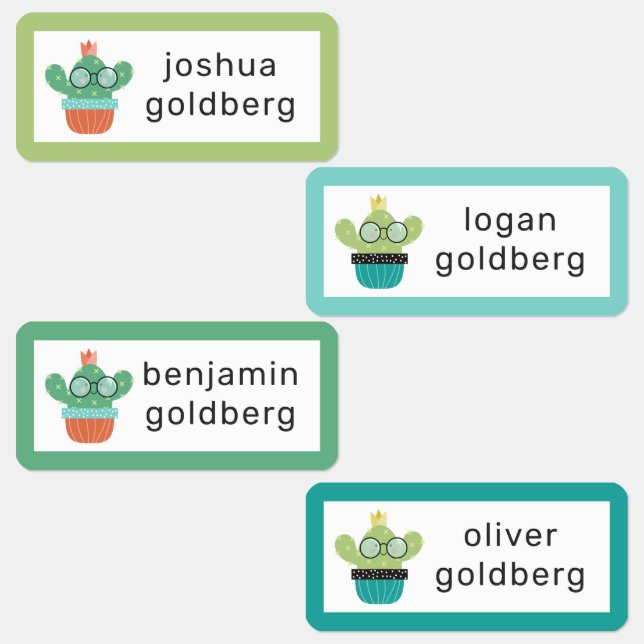 Bespectacled Cactus Add Name Etiketten (Gruppe)
