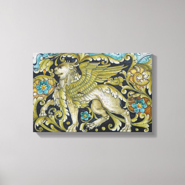 Bespitzte Lavas - Deruta Tile Lion Leinwanddruck (Vorderseite)