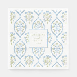 Bespoke Blue and Green Floral Wedding Pattern Serviette