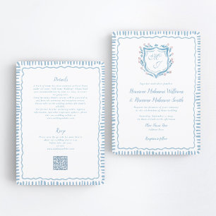 Bespoke Blue Wappen QR UAWG All-in-One Hochzeit Einladung