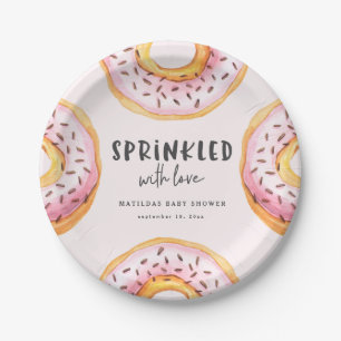 Besprüht mit Liebekrapfen-Babydusche Pappteller