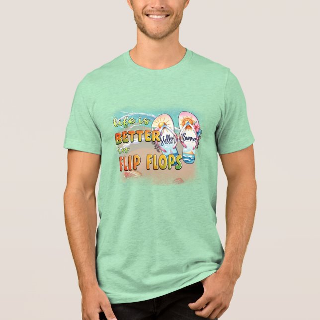 Besser in Flip Flops Beach Tri-Blend Shirt (Vorderseite)