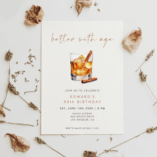 Besser mit dem Alter Whisky Geburtstag Einladung