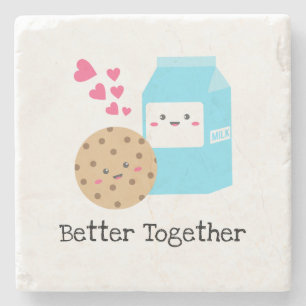 Besser zusammen Kawaii Milch und Kekse Süße Liebe Steinuntersetzer