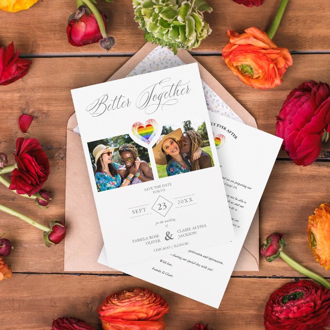 Besser zusammen Pride Rainbow LGBT Herz 2 Fotos Save The Date (Von Creator hochgeladen)