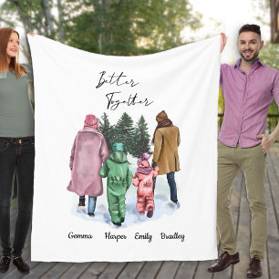 Besser Zusammen Winter Familie von 4 und Namen Fleecedecke