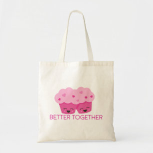 Besser Zusammen Zwei Cupcakes Rosa Valentinstag Tragetasche
