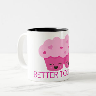 Besser Zusammen Zwei Cupcakes Rosa Valentinstag Zweifarbige Tasse