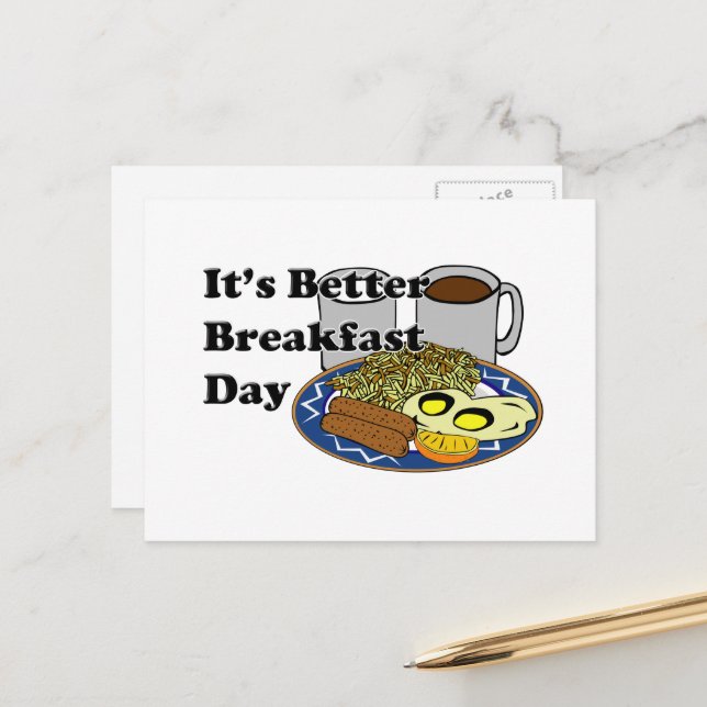 Besserer Frühstück-Tag Postkarte (Vorderseite/Rückseite Beispiel)