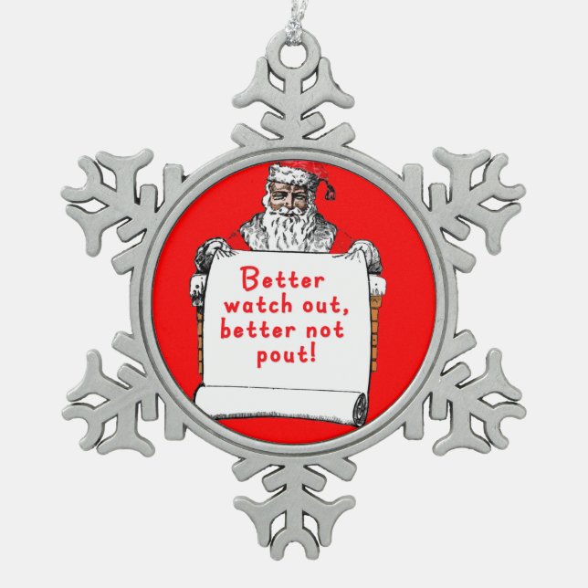 Besserer Weihnachtsmann passen heraus Schneeflocken Zinn-Ornament (Vorderseite)