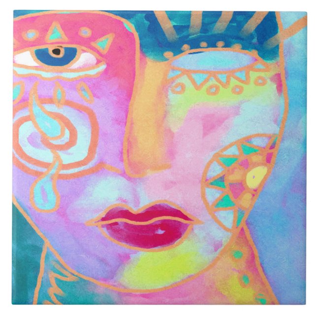 Besseres Abstraktes digitales Zeichnen Fliese (Vorderseite)