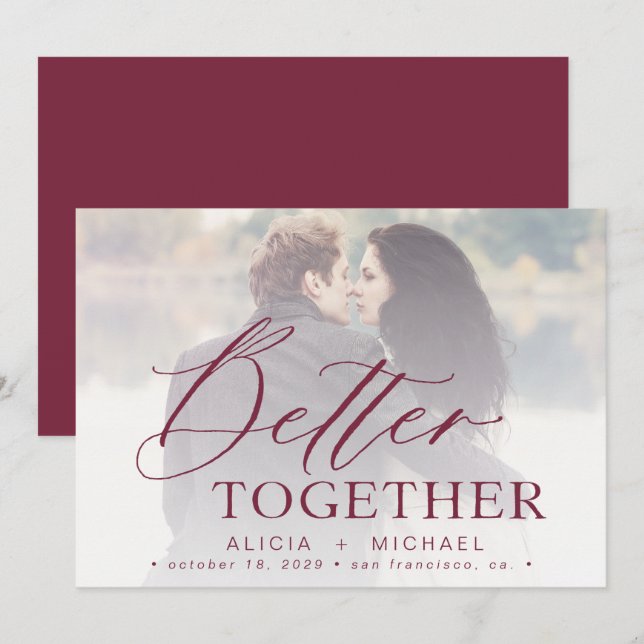 Besseres gemeinsam Skript Hochzeit Foto Save the D Date (Vorne/Hinten)