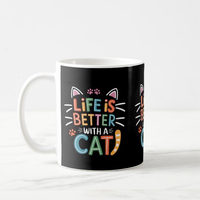 Besseres Leben mit einer Katze Kätzchen Besitzer K Kaffeetasse (Links)