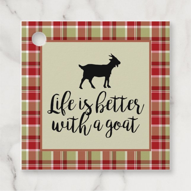 Besseres Leben mit Ziege Kariert Geschenkanhänger (Vorderseite)