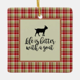 Besseres Leben mit Ziege Kariert Keramikornament